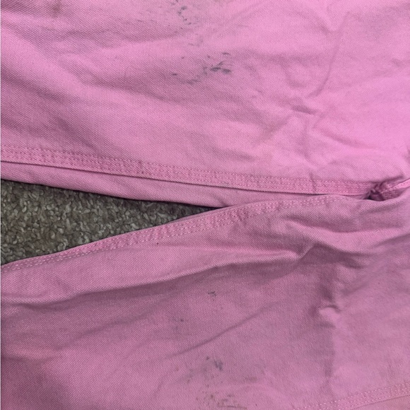 Toddler Carhartt Pink Plaid-Trim Cotton flannel lined Overalls - Picture 7 of 9